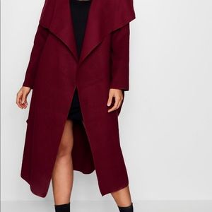 Wrap wool look coat